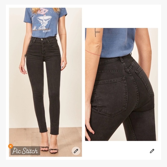 Reformation Denim - Reformation Erie Wash Skinny Jeans Washed Black